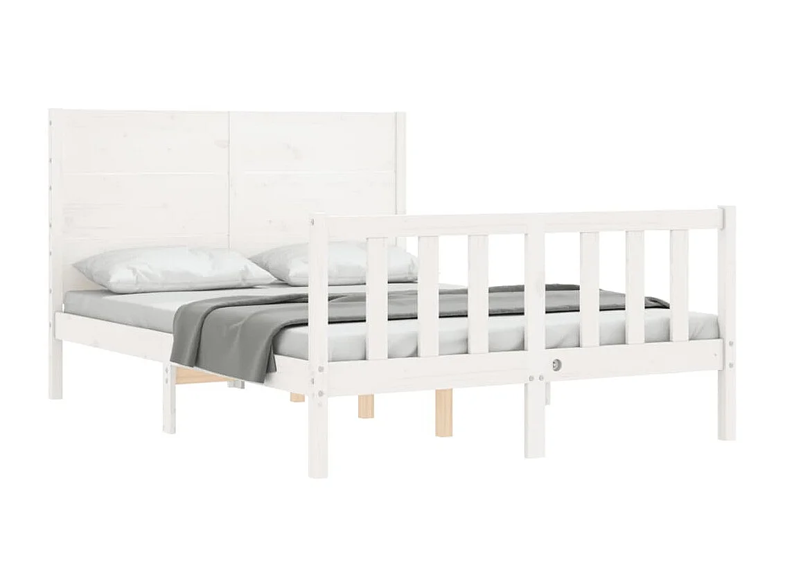 Bedframe met hoofdbord massief hout wit