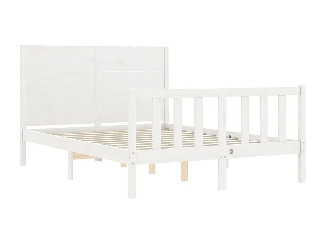 Bedframe met hoofdbord massief hout wit