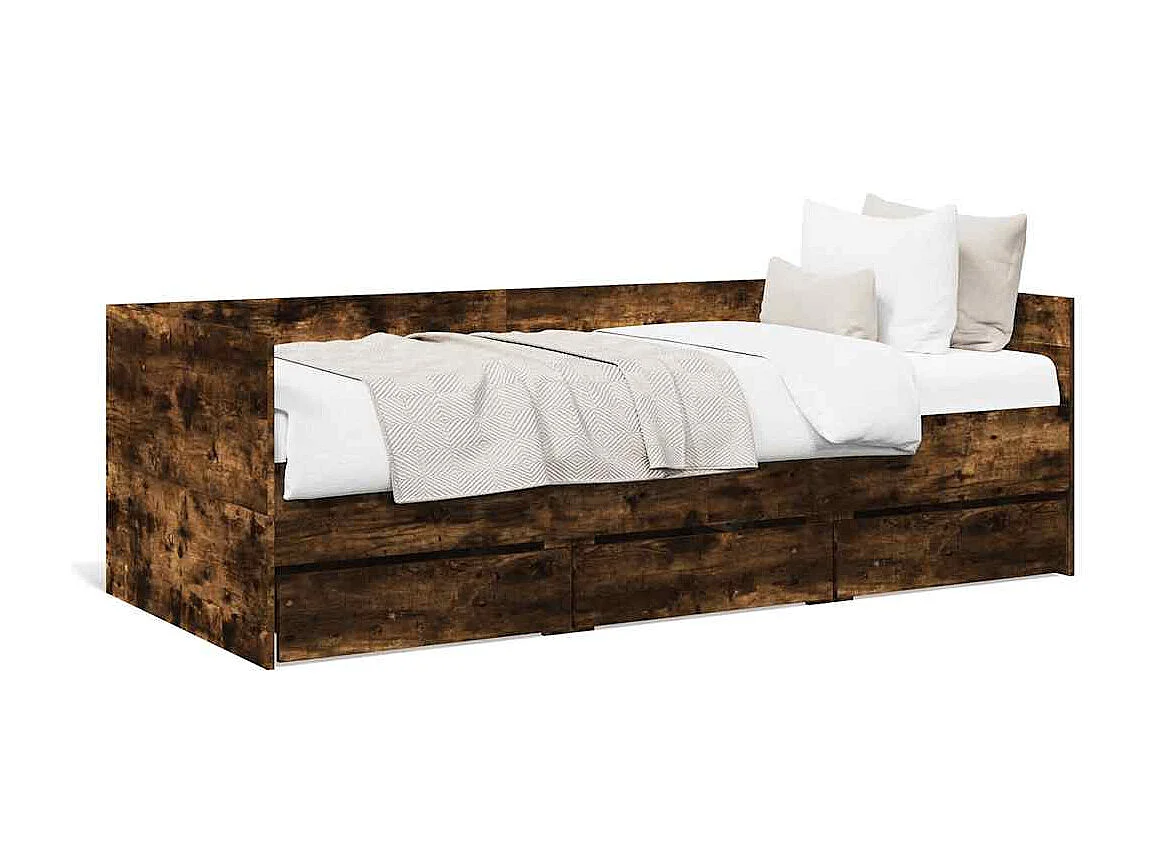 Tagesbett mit Schubladen ohne Matratze Räuchereiche 75x190 cm