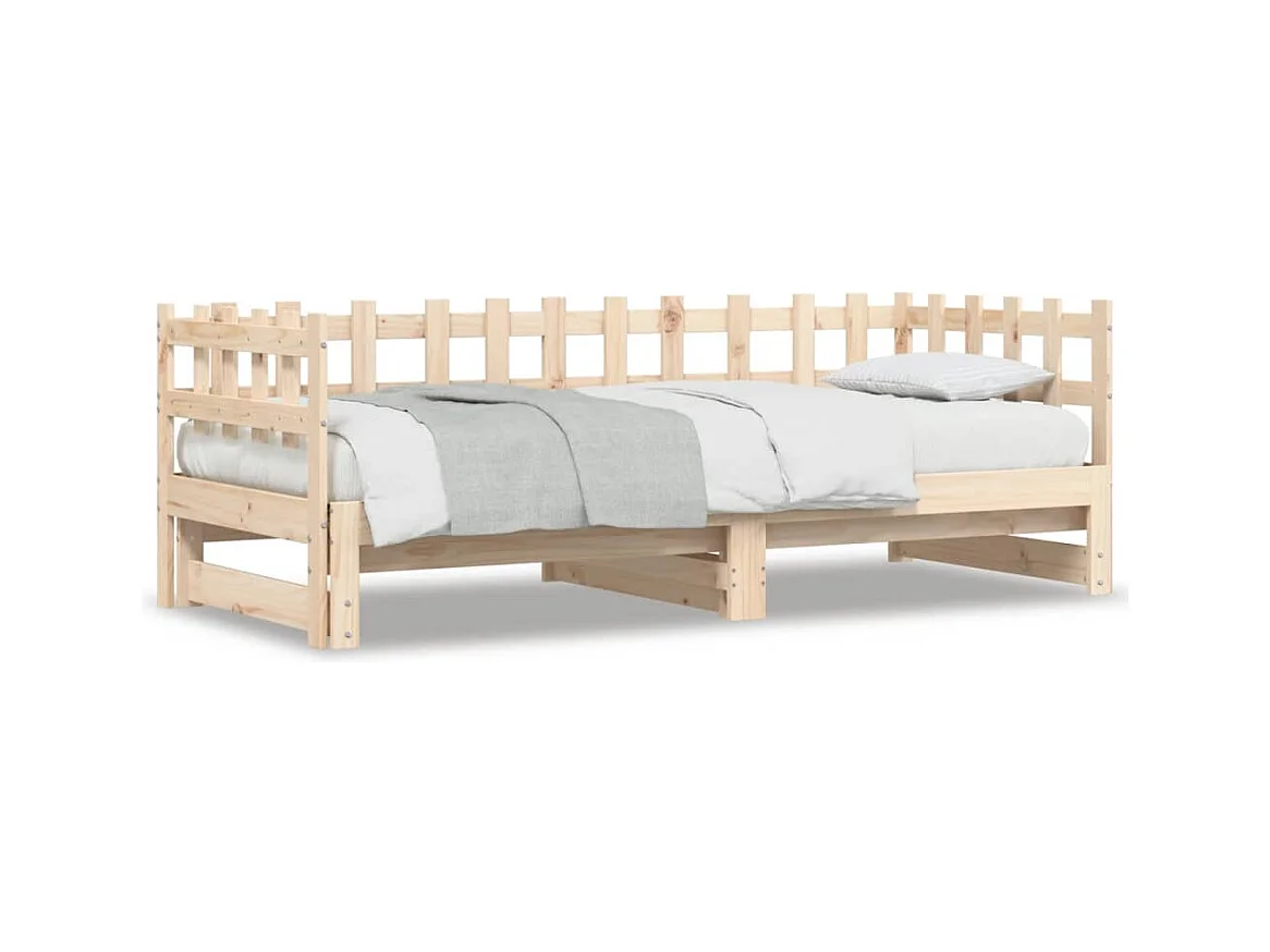 Lit coulissant sans matelas 2x(90x200) cm Bois massif