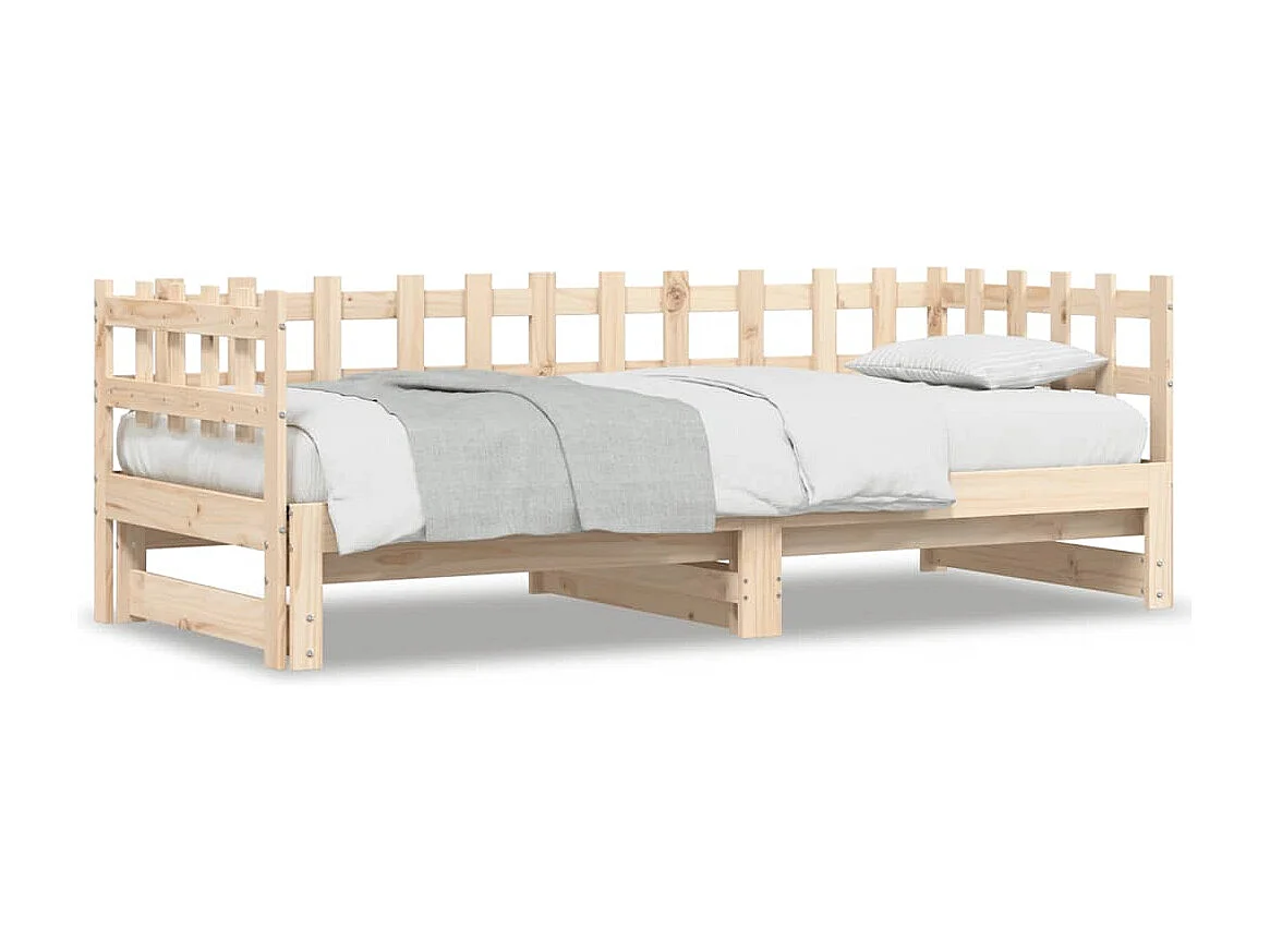 Slaapbank uitschuifbaar massief grenenhout 2x(90x200) cm