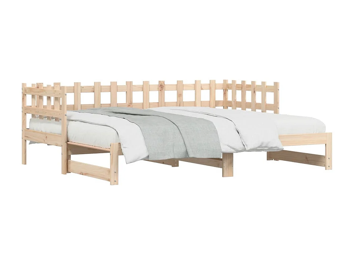 Slaapbank uitschuifbaar massief grenenhout 2x(90x200) cm