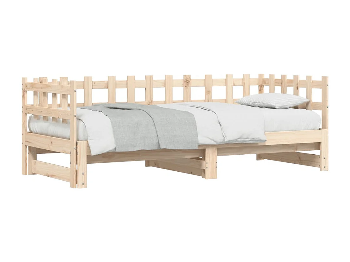 Slaapbank uitschuifbaar massief grenenhout 2x(90x200) cm