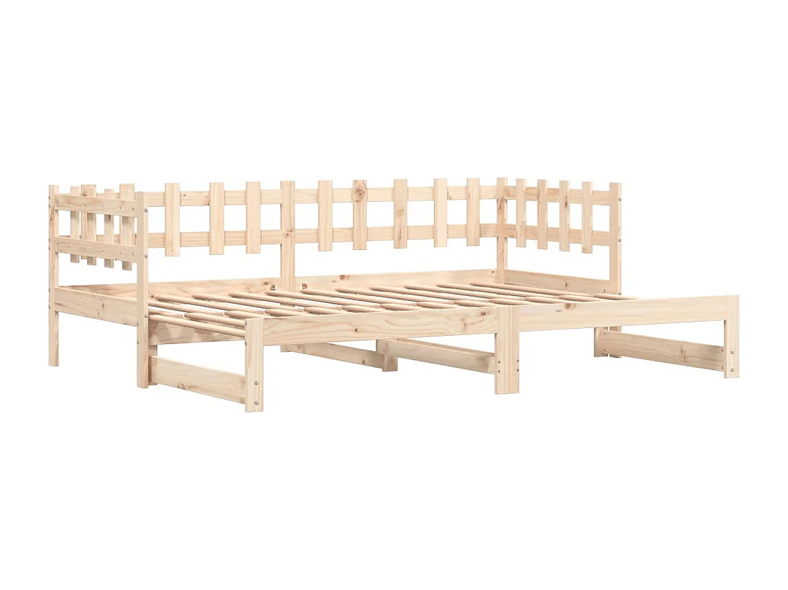 Slaapbank uitschuifbaar massief grenenhout 2x(90x200) cm