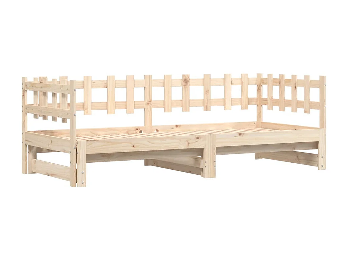 Slaapbank uitschuifbaar massief grenenhout 2x(90x200) cm