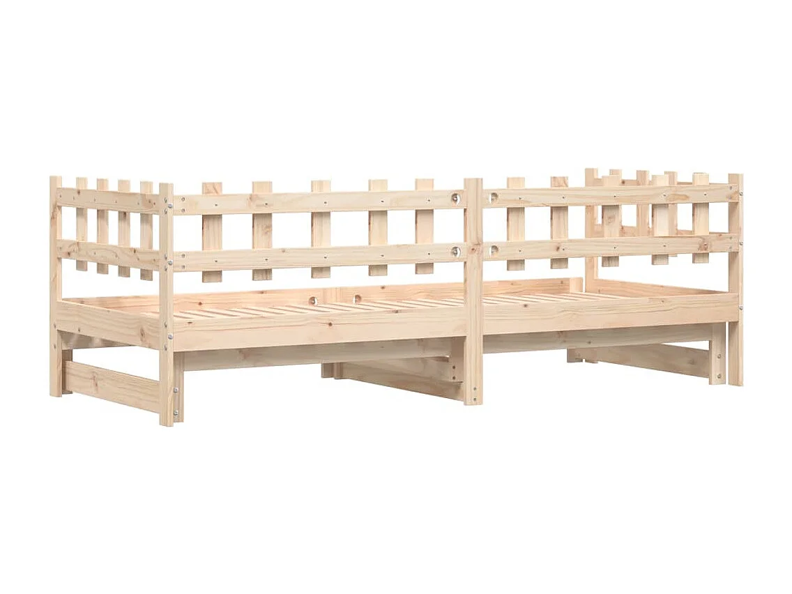 Slaapbank uitschuifbaar massief grenenhout 2x(90x200) cm