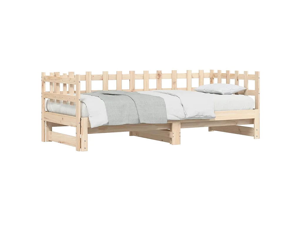 Dormeuse Estraibile 2x(90x200) cm Legno Massello di Pino