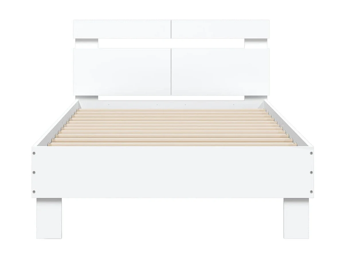 Bedframe met hoofdbord bewerkt hout wit 100x200 cm
