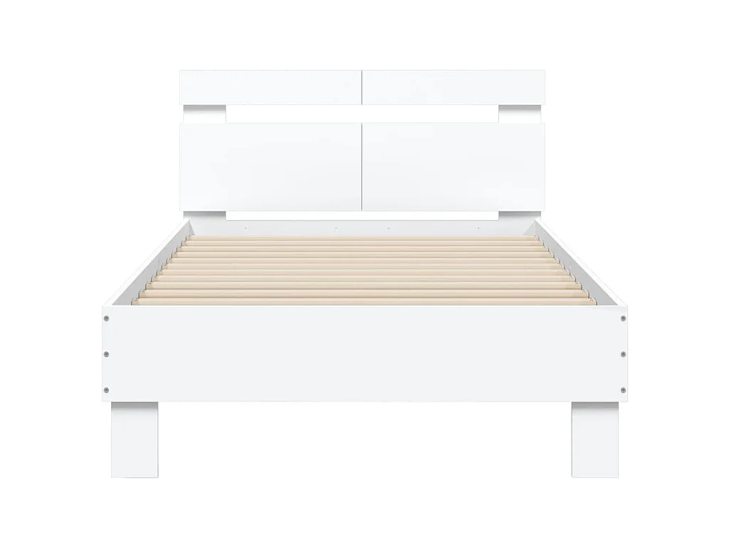 Bedframe met hoofdbord bewerkt hout wit 100x200 cm