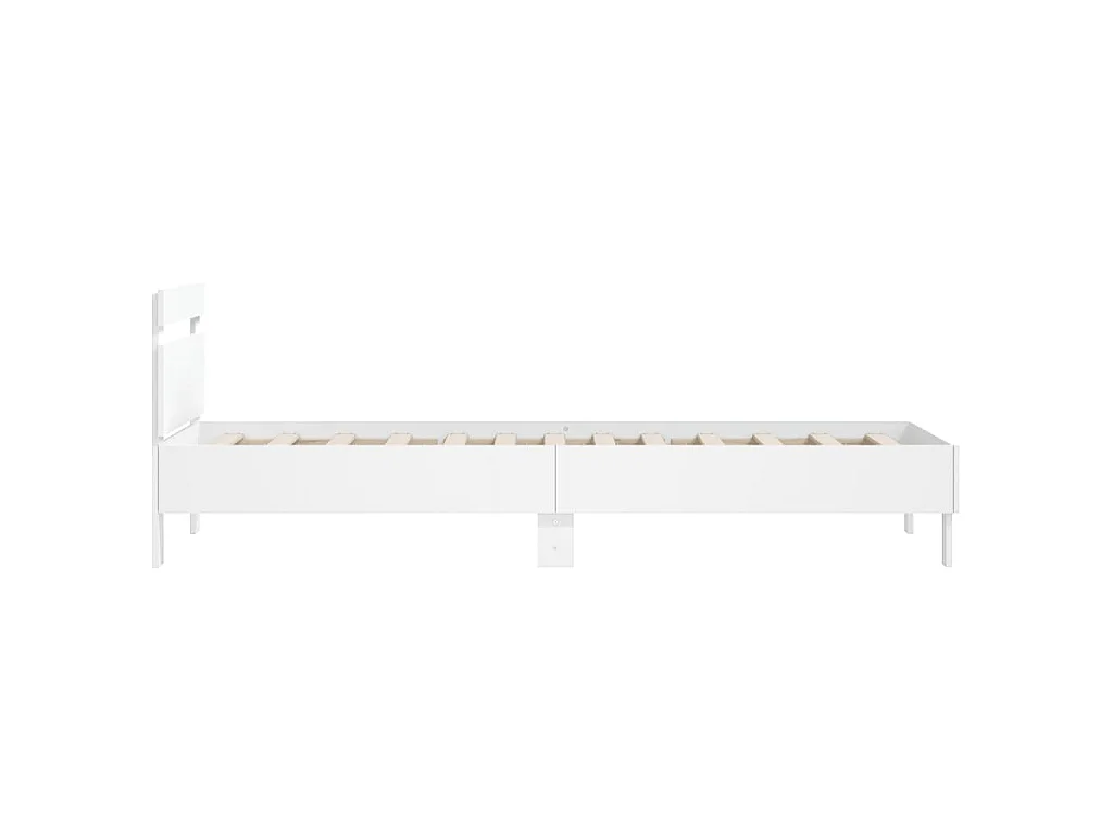 Bedframe met hoofdbord bewerkt hout wit 100x200 cm