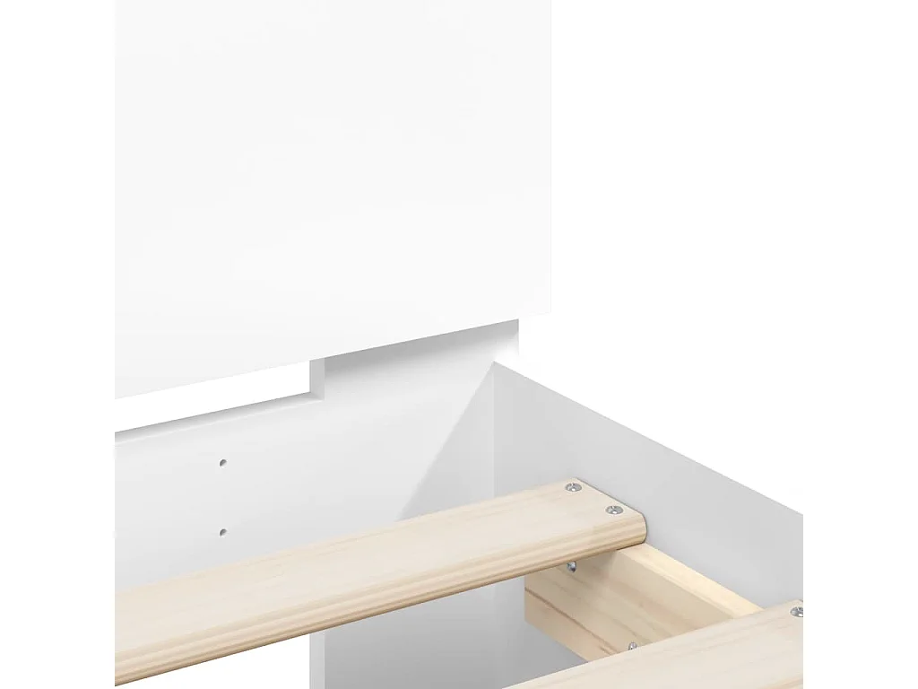 Bedframe met hoofdbord bewerkt hout wit 100x200 cm