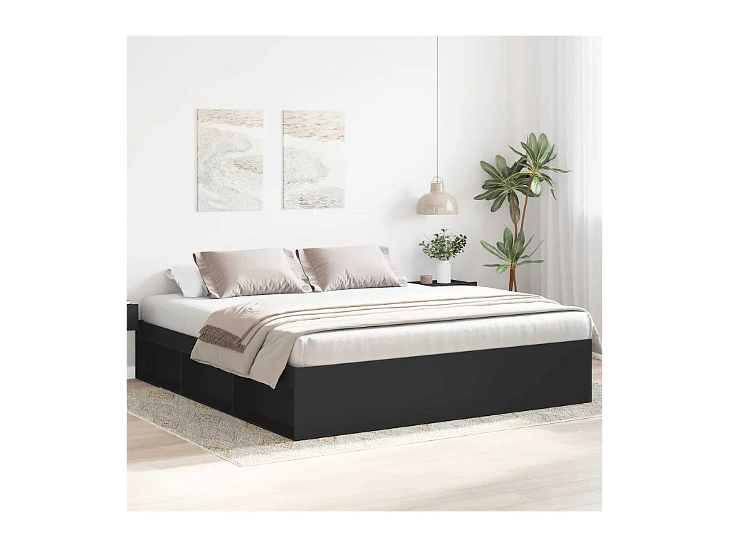 Cadre de lit sans matelas noir 200x200 cm