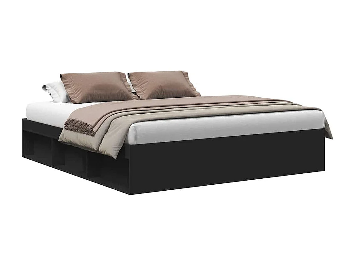 Cadre de lit sans matelas noir 200x200 cm