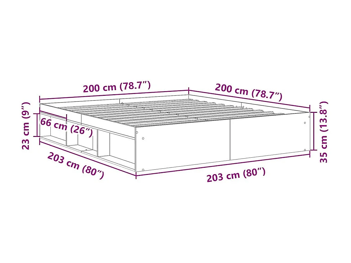 Cadre de lit sans matelas noir 200x200 cm