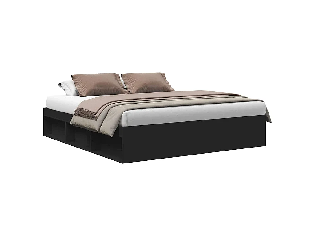 Cadre de lit sans matelas noir 200x200 cm