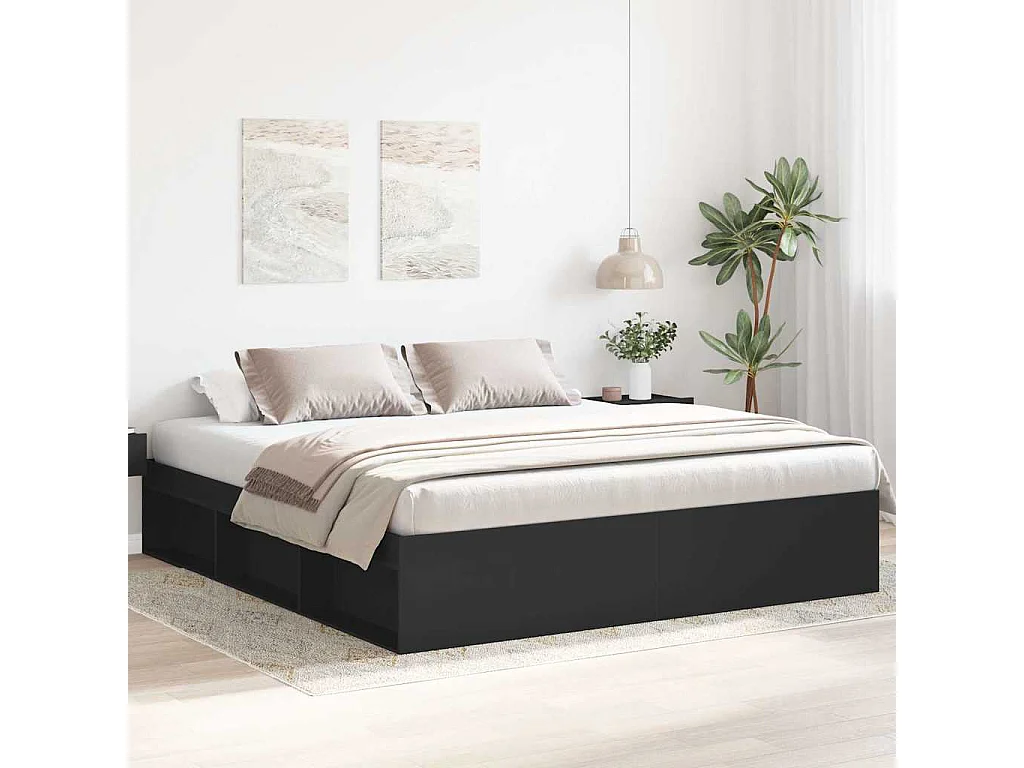 Cadre de lit sans matelas noir 200x200 cm