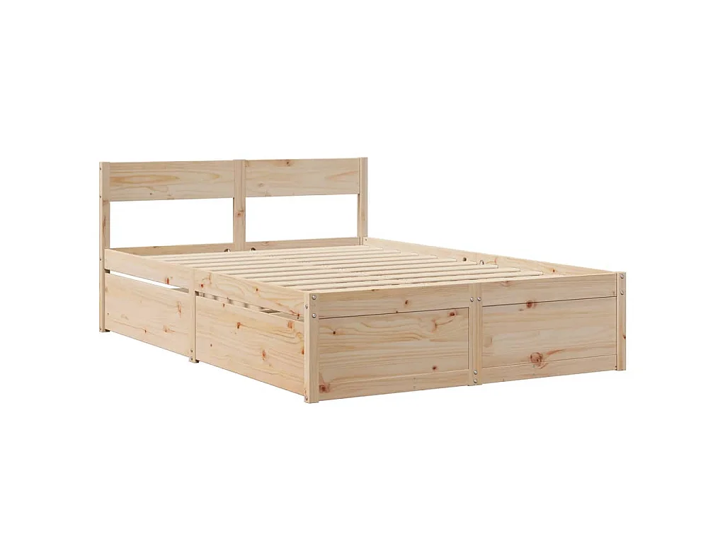 Lit avec tiroirs et matelas 120x200 cm bois massif de pin