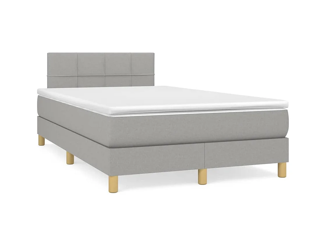 Sommier à lattes de lit et matelas gris clair 120x190 cm tissu