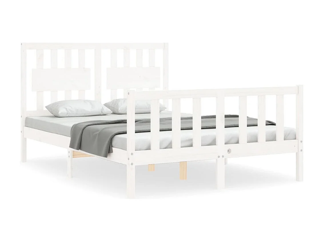 Bedframe met hoofdbord massief hout wit