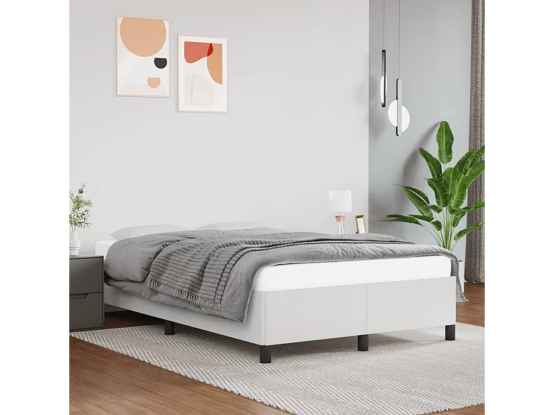Estrutura de cama sem colchão 120x190cm couro do falso branco