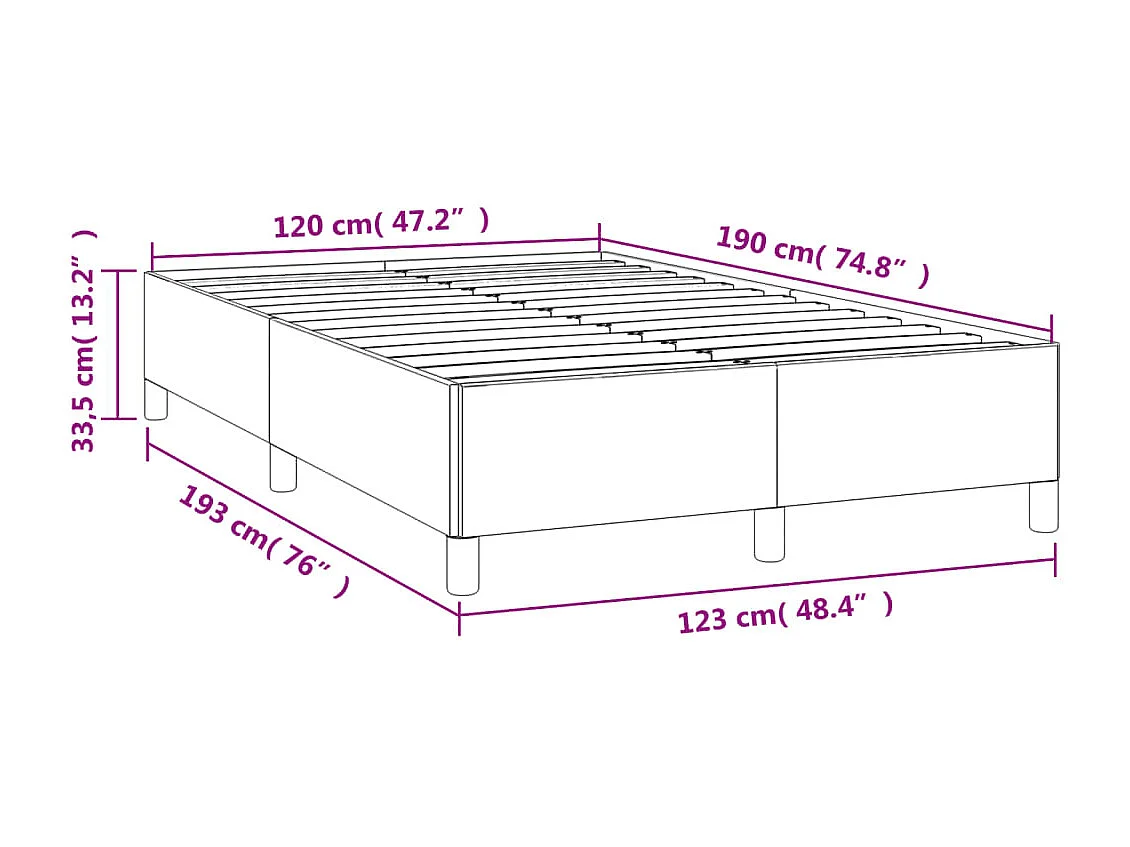 Cadre de lit sans matelas blanc 120x190 cm similicuir