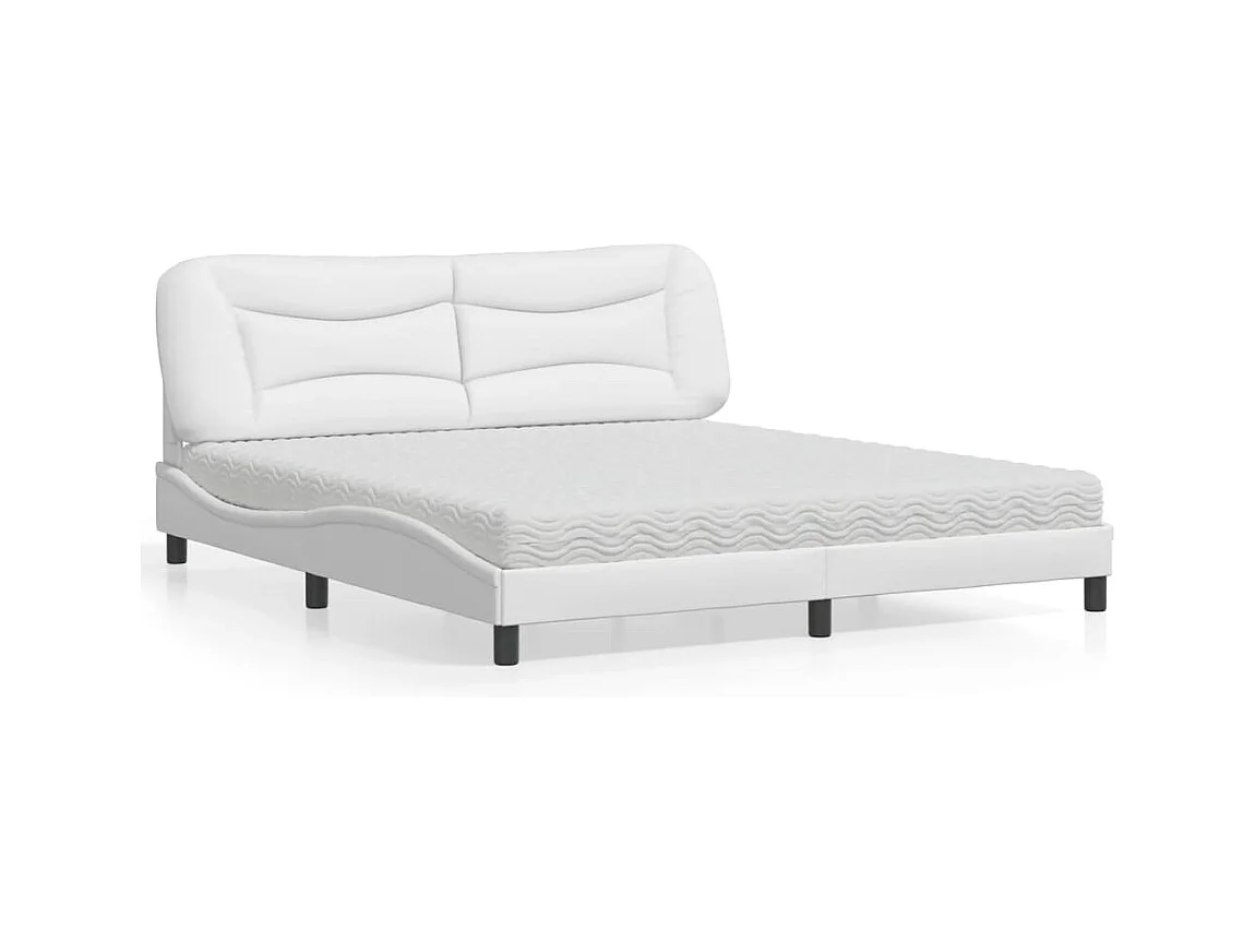 Lit avec matelas blanc 180x200 cm similicuir