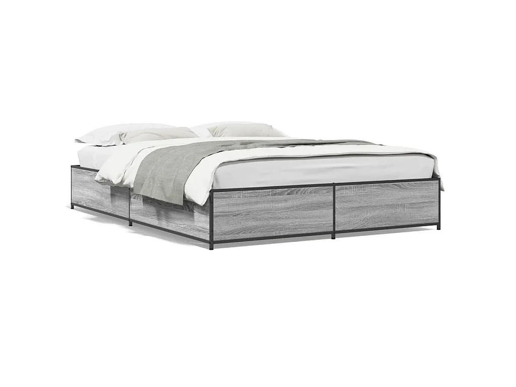 Cadre de lit sans matelas sonoma gris 135x190 cm