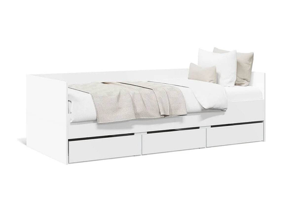Divano Letto con Cassetti senza Materasso Bianco 90x200 cm