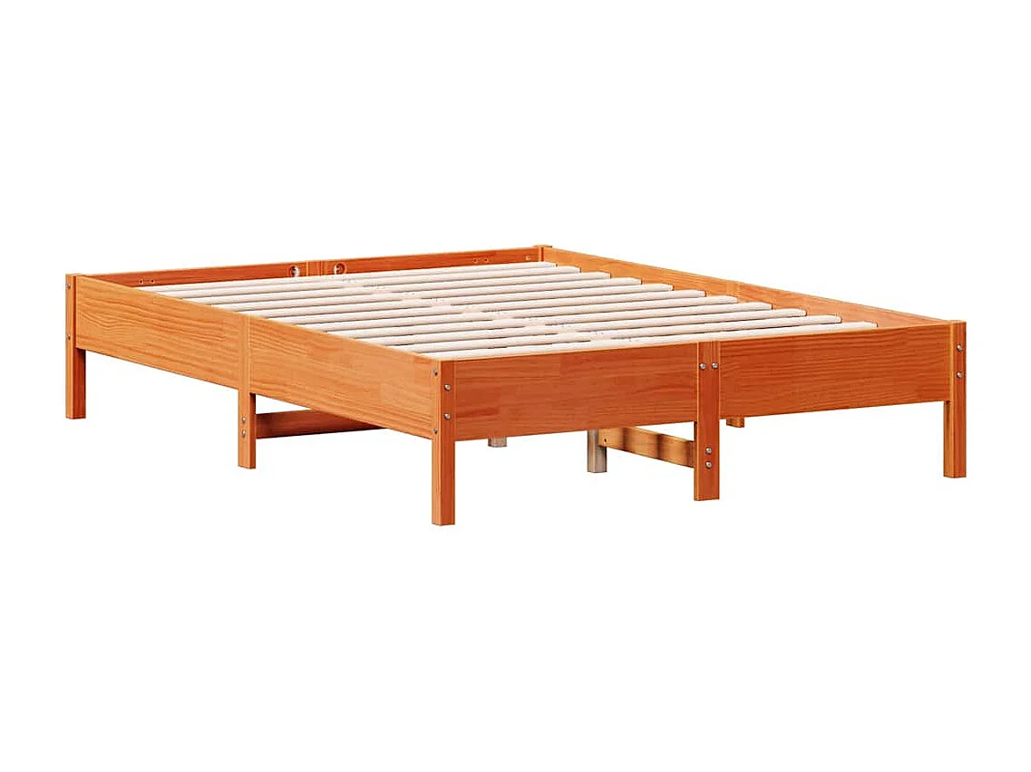 Bedframe zonder matras massief grenenhout wasbruin 120x190 cm