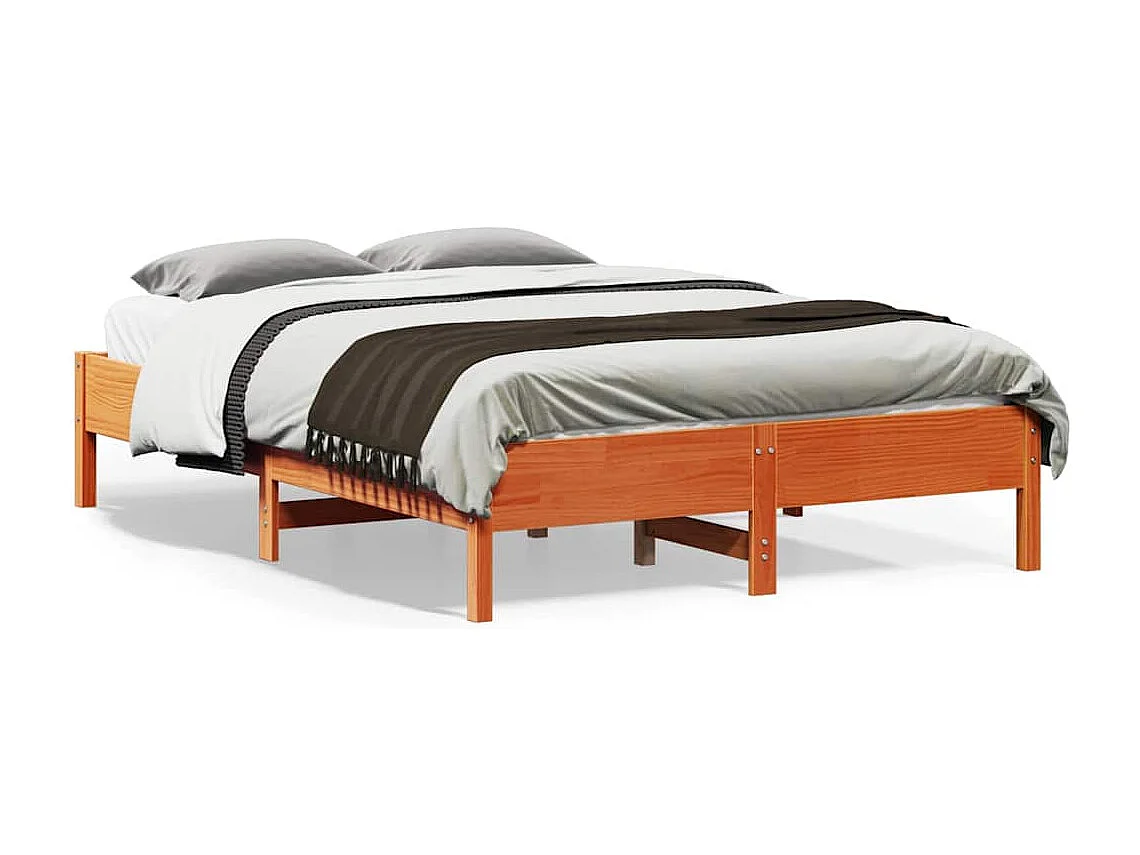 Bedframe zonder matras massief grenenhout wasbruin 120x190 cm