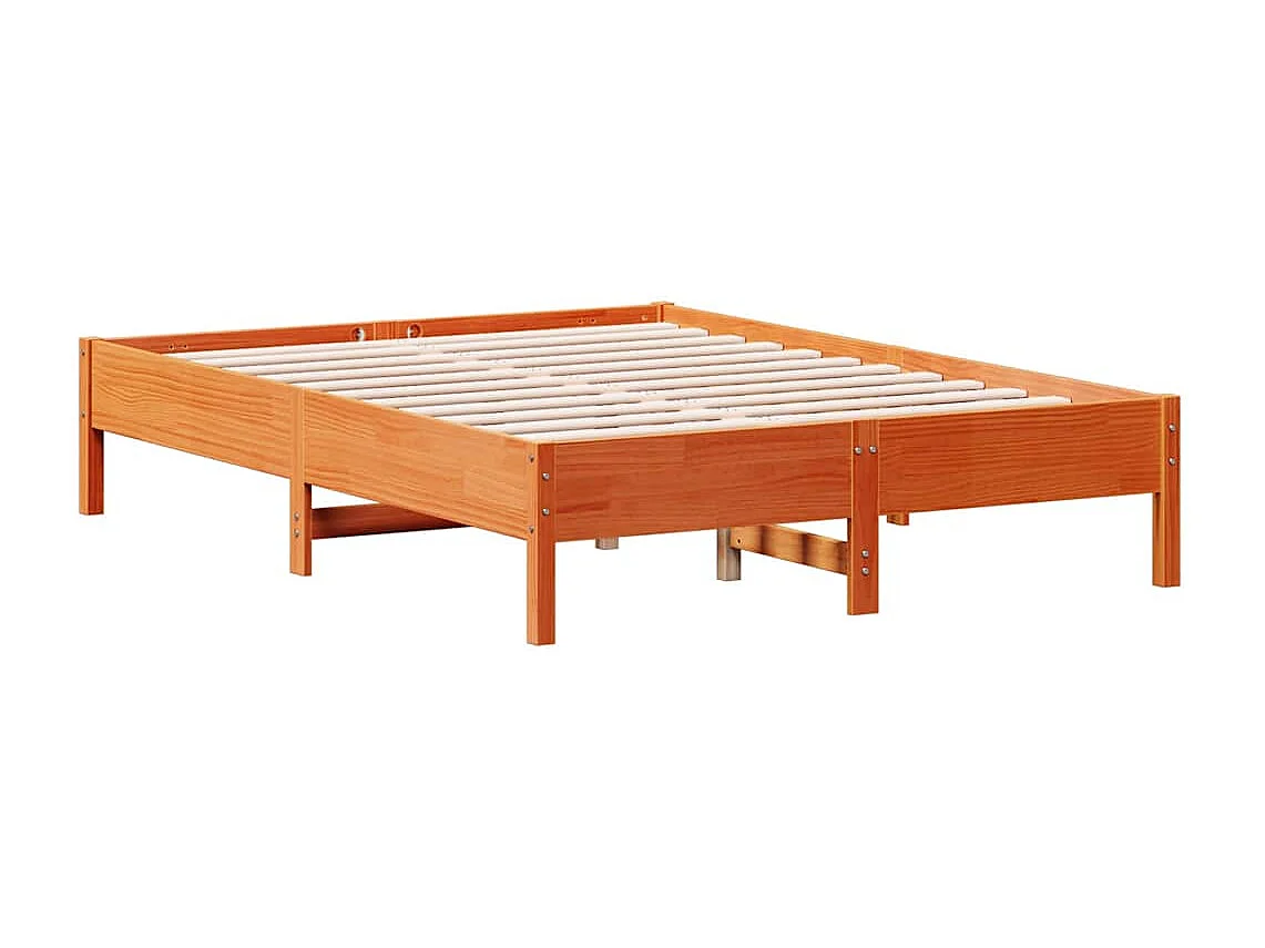 Bedframe zonder matras massief grenenhout wasbruin 120x190 cm