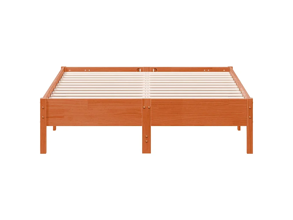Bedframe zonder matras massief grenenhout wasbruin 120x190 cm