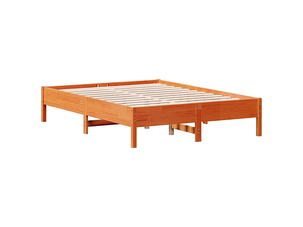 Bedframe zonder matras massief grenenhout wasbruin 120x190 cm