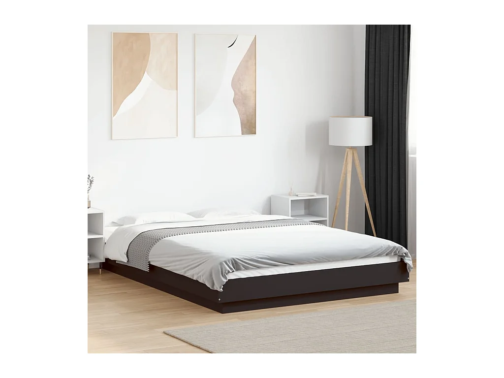 Cadre de lit avec lumières LED sans matelas noir 120x200 cm