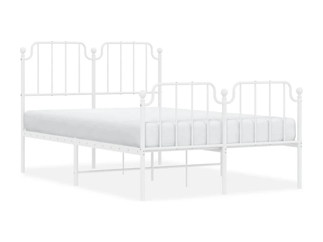Estrutura de cama com cabeceira e pés 120x190 cm metal branco