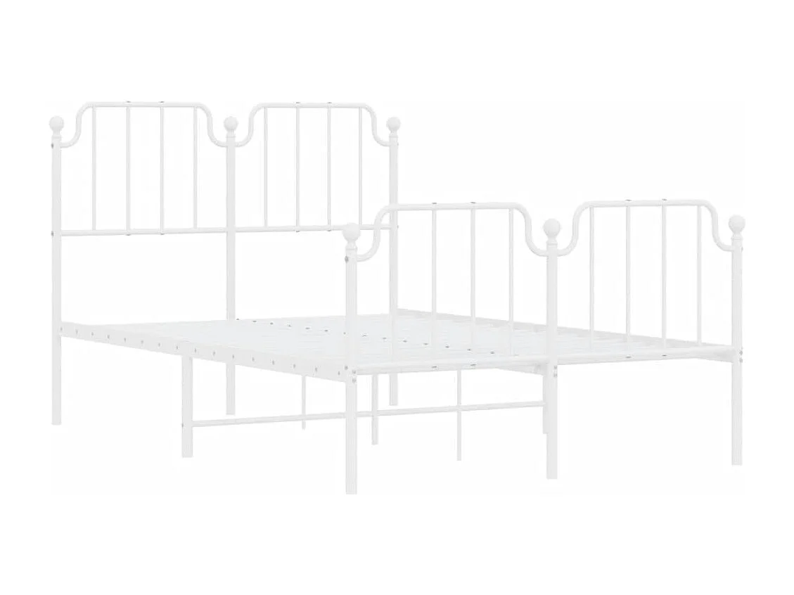 Estrutura de cama com cabeceira e pés 120x190 cm metal branco