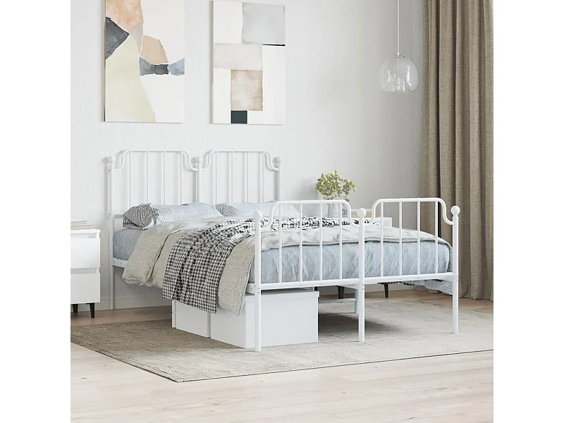 Bedframe met hoofd- en voeteneinde metaal wit 120x190 cm