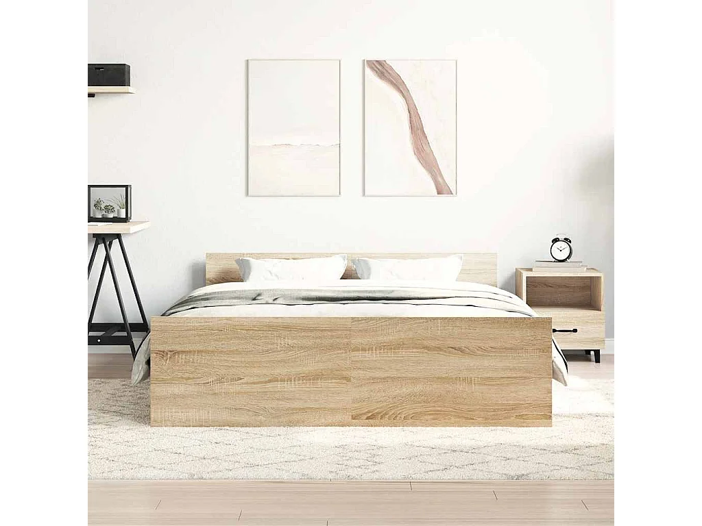 Cadre de lit sans matelas chêne sonoma 120x190 cm