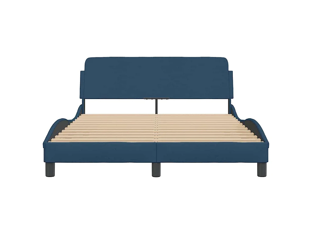 Cadre de lit avec tête de lit Dover bleu 120x200cm tissu