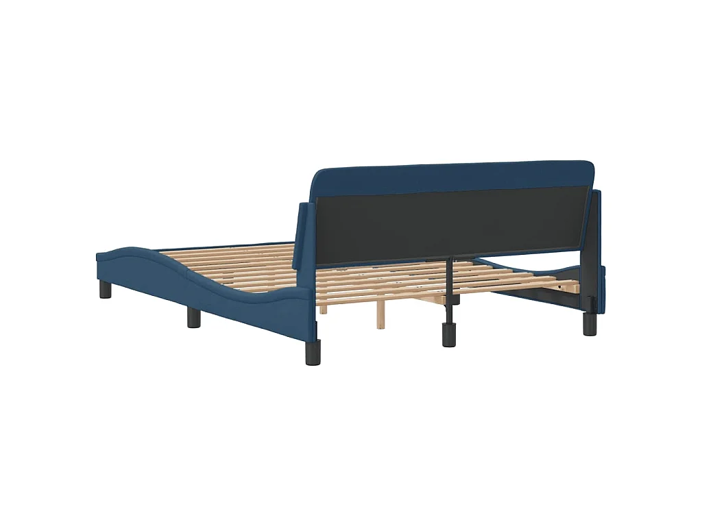 Cadre de lit avec tête de lit Dover bleu 120x200cm tissu