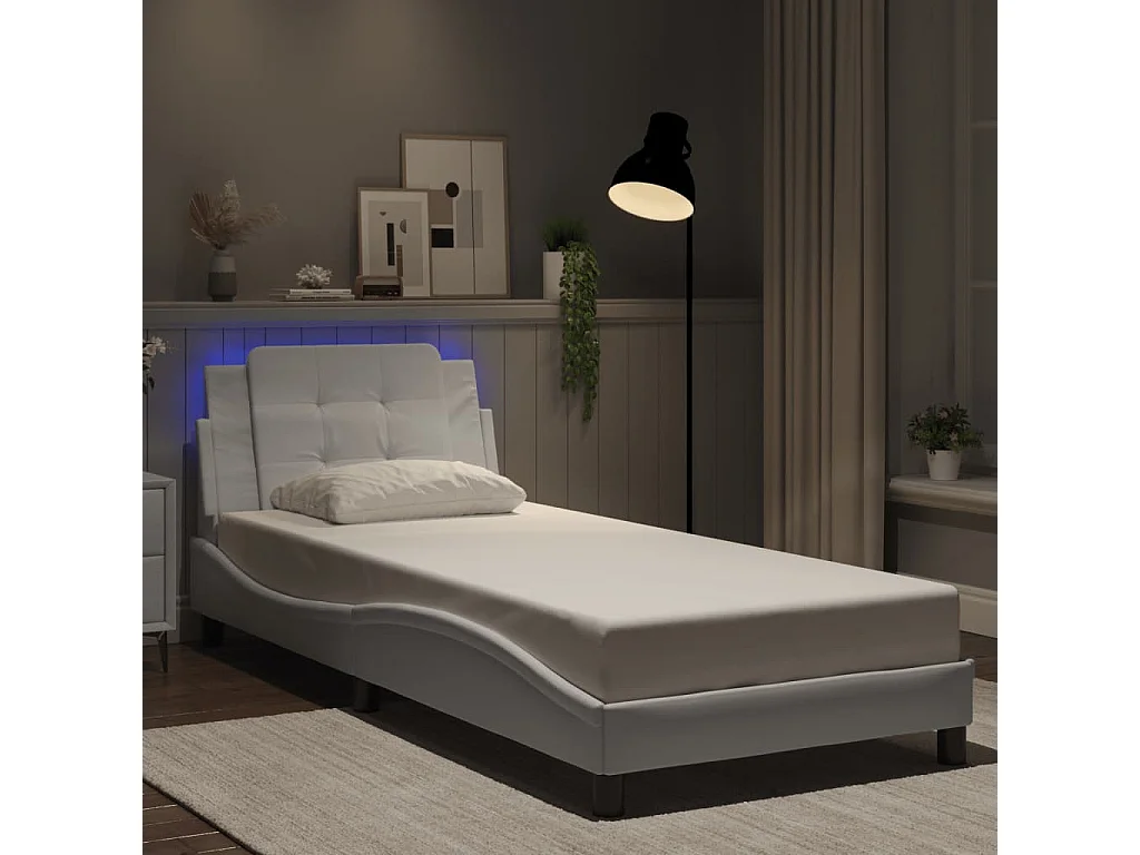 Estrutura de cama com LED sem colchão Zadar 90x190cm branco