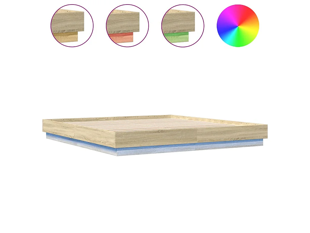 Bedframe met LED-verlichting sonoma eikenkleurig 180x200 cm