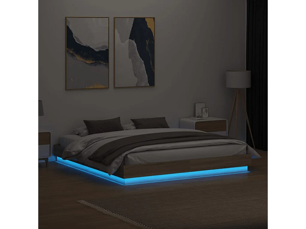 Bedframe met LED-verlichting sonoma eikenkleurig 180x200 cm