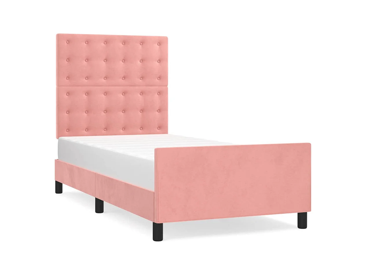 Cadre de lit sans matelas rose 90x200 cm velours