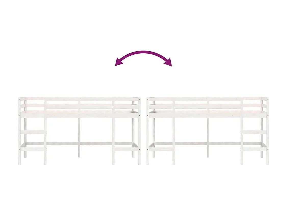 Lit mezzanine d'enfants sans matelas avec échelle 90x200 cm