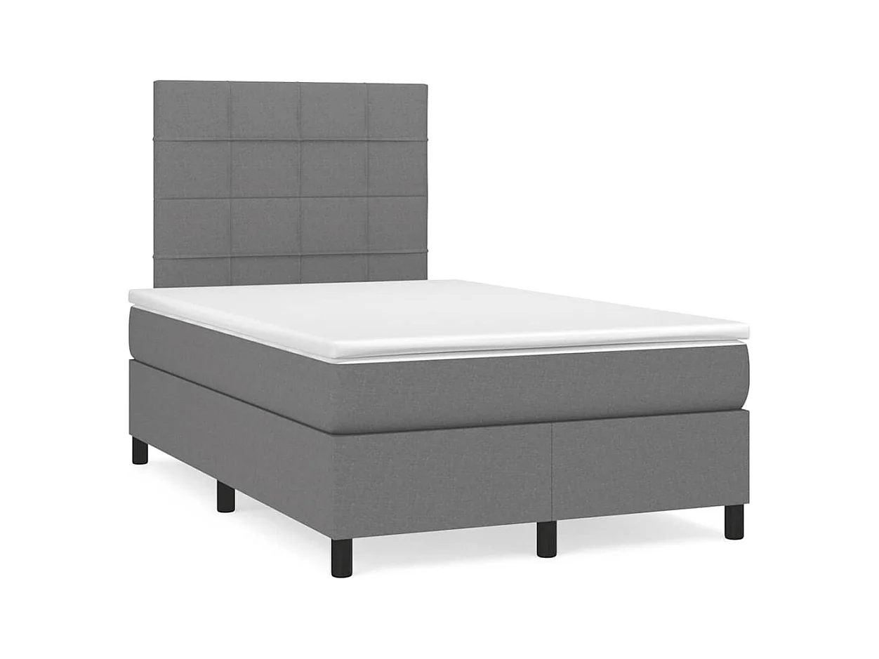 Boxspringbett mit Matratze & LED Dunkelgrau 120x190 cm Stoff