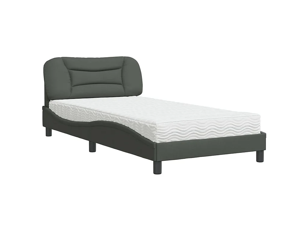 Bett mit Matratze "Hvar" Dunkelgrau 100x200 cm Stoff