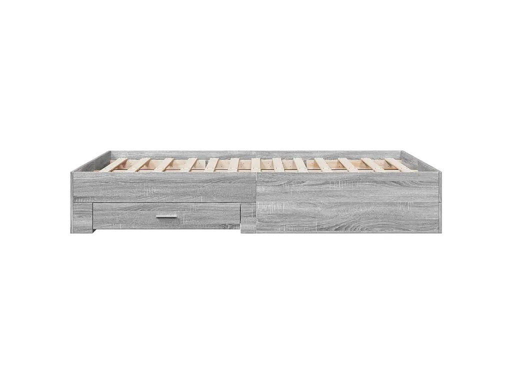 Cadre de lit avec tiroirs sans matelas sonoma gris 120x200 cm