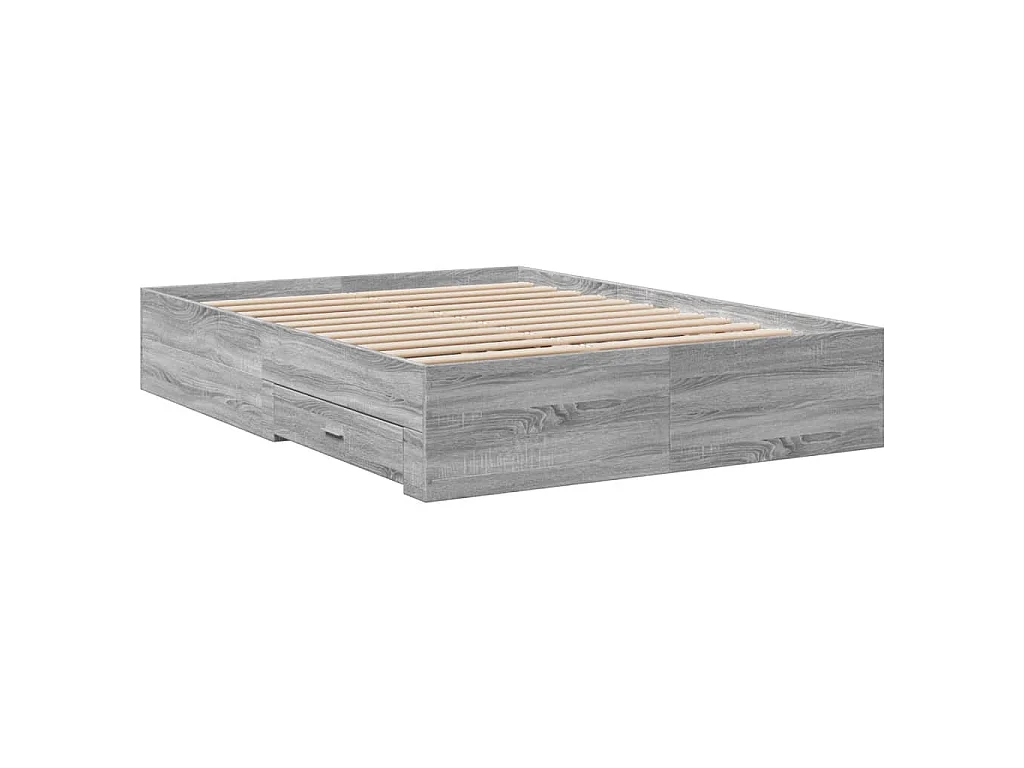 Cadre de lit avec tiroirs sans matelas sonoma gris 120x200 cm
