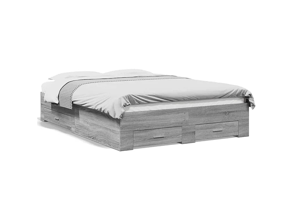 Cadre de lit avec tiroirs sans matelas sonoma gris 120x200 cm